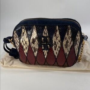 Tory Burch Red and Black Patterned Crossbody Bag Purse